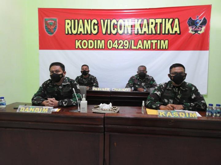 Dandim 0429/Lamtim ikuti Rakor evaluasi serbuan vaksinasi Jajaran Korem 043/GatamÂ 
